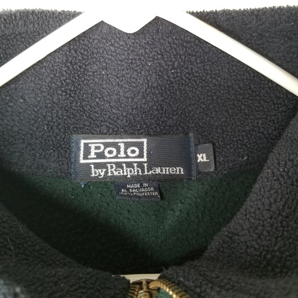 Vintage 90s Polo Ralph Lauren fleece pullover quarter zip XL forest green - Picture 5 of 6